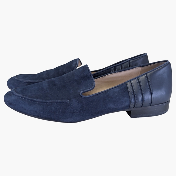 Karl Lagerfeld Paris Navy Suede Loafers Slip On Flats | Size EU 39 US 8.5 - Picture 5 of 10